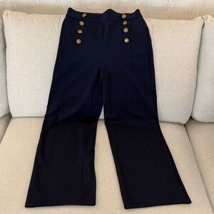 LOFT Dark Blue Wide Leg Pants with Gold Buttons